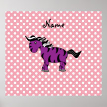 Personalized name purple zebra posters