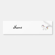 Personalized name Rainbow baby unicorn Bumper Sticker