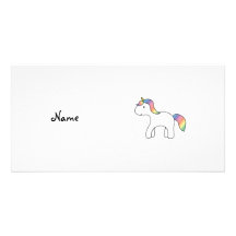 Personalized name Rainbow baby unicorn Photo Cards