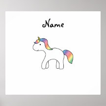 Personalized name Rainbow baby unicorn Posters