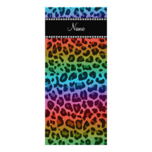 Personalized name rainbow leopard pattern rack cards