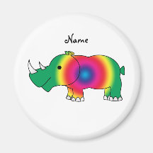 Personalized name rainbow rhino magnets
