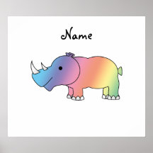 Personalized name rainbow rhino print
