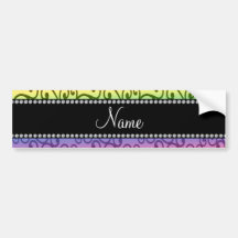 Personalized name rainbow swirls bumper sticker