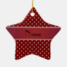 Personalized name red diamonds christmas tree ornament