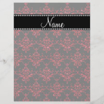 Personalized name red glitter damask custom flyer