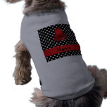 Personalized name red octopus black polka dots dog shirt