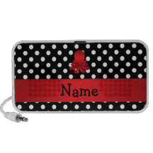 Personalized name red octopus black polka dots mini speakers