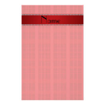 Personalized name red plaid pattern stationery paper