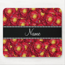 Personalized name red roses mousepads