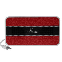 Personalized name red swirls speaker