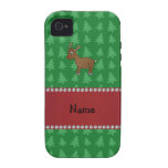 Personalized name reindeer green christmas trees iPhone 4/4S covers