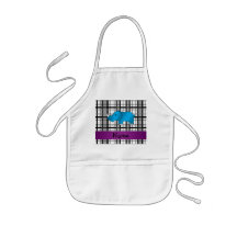 Personalized name rhino black plaid pattern apron