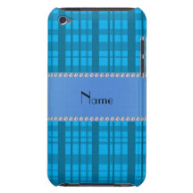 Personalized name sky blue plaid barely there iPod case