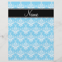 Personalized name sky blue white damask full color flyer