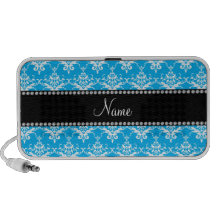 Personalized name sky blue white damask PC speakers