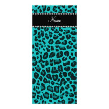 Personalized name turquoise leopard pattern personalized rack card