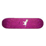 Personalized name unicorn pink glitter skate board