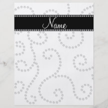 Personalized name white diamond swirls flyer design