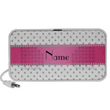 Personalized name white diamonds pink stripe mini speaker