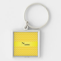 Personalized name yellow chevrons key chain