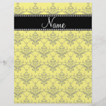 Personalized name Yellow damask Flyer Design