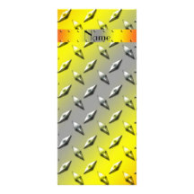 Personalized name yellow diamond plate steel custom rack card