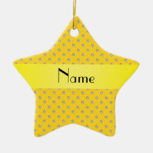 Personalized name yellow diamonds christmas tree ornament