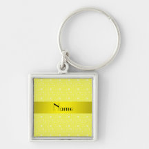 Personalized name yellow hearts key chain
