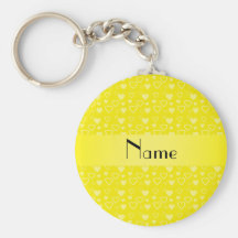 Personalized name yellow hearts keychains