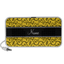 Personalized name yellow swirls speakers