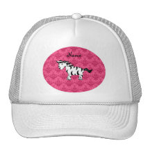 Personalized name zebra pink damask mesh hat