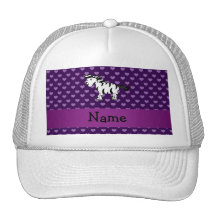 Personalized name zebra purple hearts mesh hats