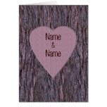 Personalized Names Carved In Tree Card - Pink