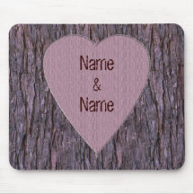Personalized Names Carved In Tree Mouse Pad