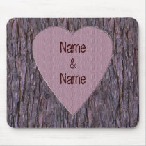 Personalized Names Carved In Tree Mouse Pad