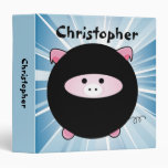 Personalized Ninja Pig on Blue Binder
