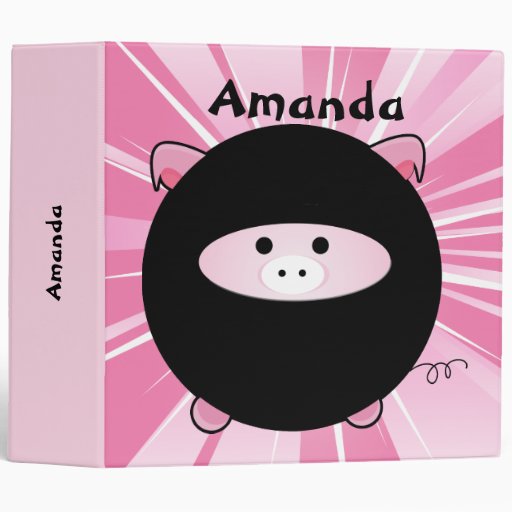 Personalized Ninja Pig on Pink Binder