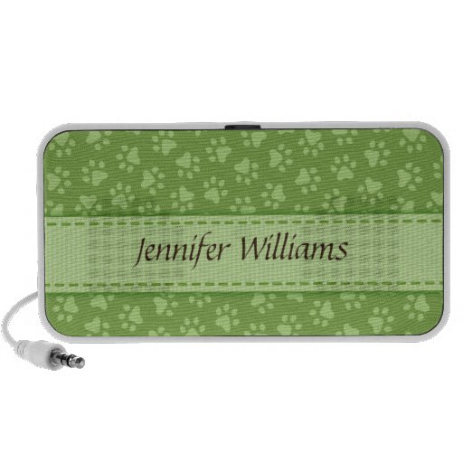 Personalized olive green paw prints speakers