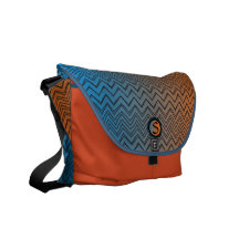 Personalized Orange & Blue Zigzag Pattern Commuter Bags