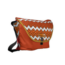 Personalized Orange & Yellow Zigzag Pattern Courier Bag
