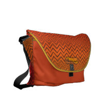 Personalized Orange & Yellow Zigzag Pattern Commuter Bags