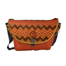 Personalized Orange & Yellow Zigzag Pattern Messenger Bag