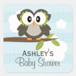 Personalized Owl Party Favour Stickers Blue