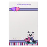 Personalized Panda Bear & Stripe Stationery