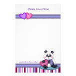 Personalized Panda Bear & Stripe Stationery
