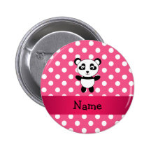 Personalized panda pink white polka dots