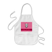 Personalized panda pink white polka dots aprons