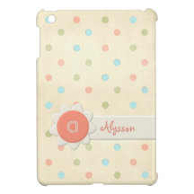 Personalized Pastel Polka Dot Monogram with Name iPad Mini Cases