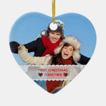 Personalized Photo First Christmas Together Heart Christmas Tree Ornament
